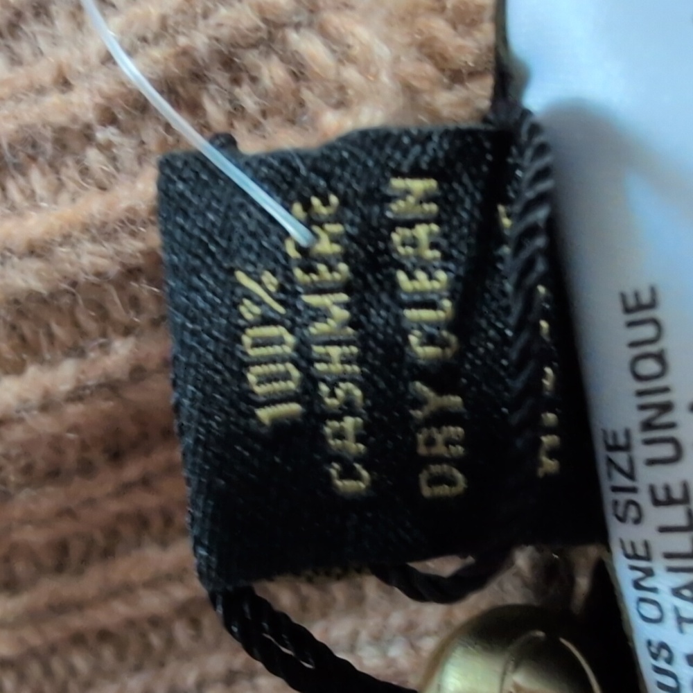 Macy's Charter Club Tan Cashmere Hat with Ribbed Cuff - Picture 3 of 3
